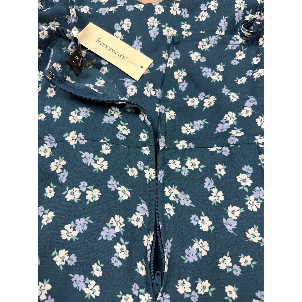 Trixxi Francesca's Teal Floral Cowl Neck Mini Dress Small NWT 26V837FEHI - Picture 7 of 9